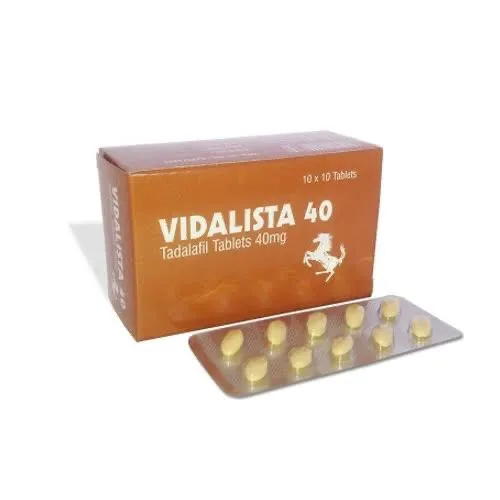 Vidalista Tadalafil 40mg tablets for erectile dysfunction and stronger erections in men.